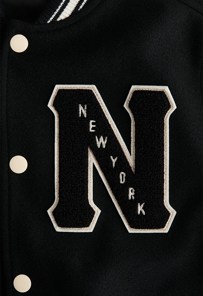H&M - Appliqu?d baseball jacket - black/new york