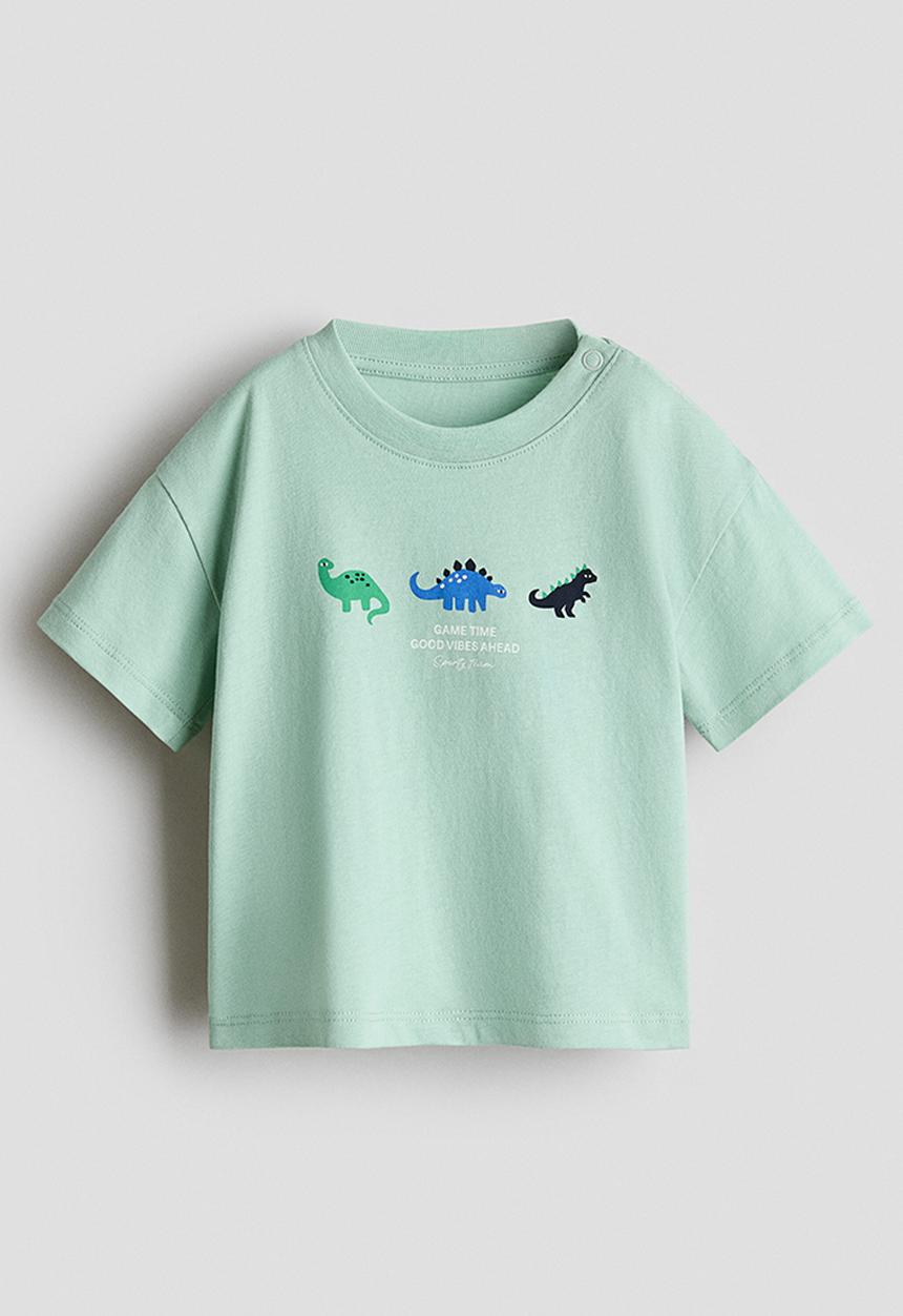 H&M - Printed cotton t-shirt - light green/game time