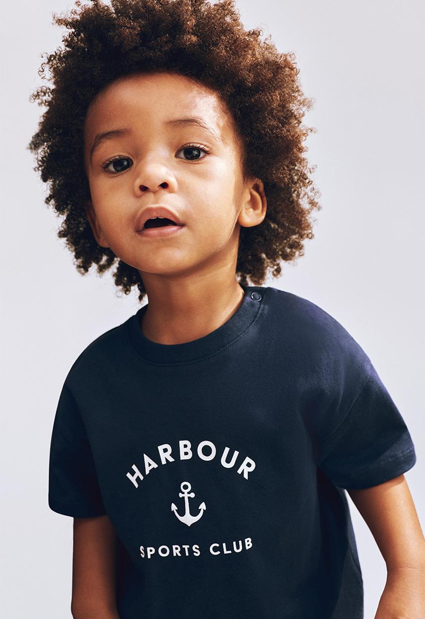 H&M - Printed cotton t-shirt - navy blue/harbour