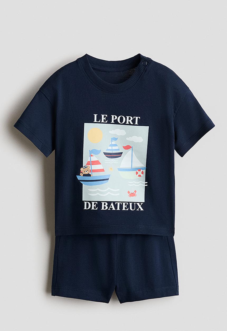 H&M - 2-piece cotton set - navy blue/le port