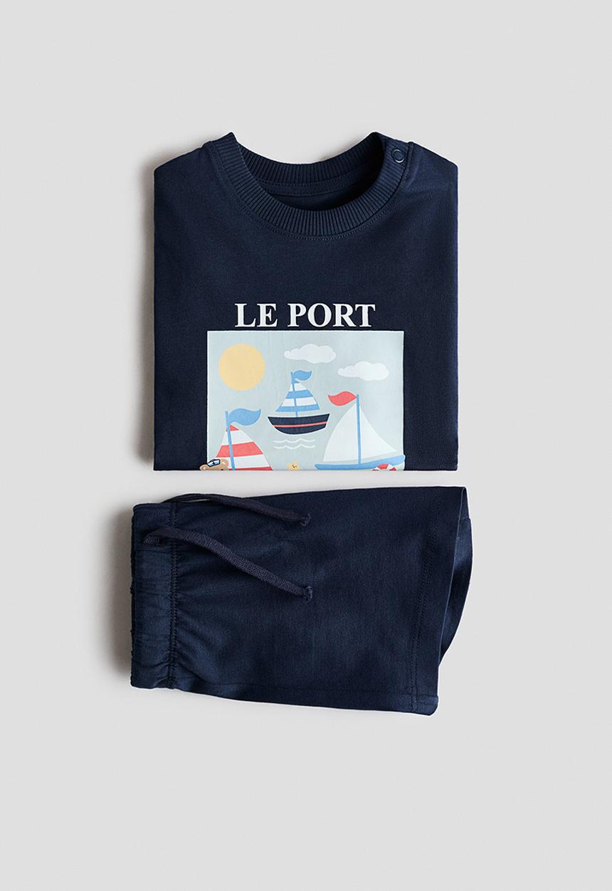 H&M - 2-piece cotton set - navy blue/le port