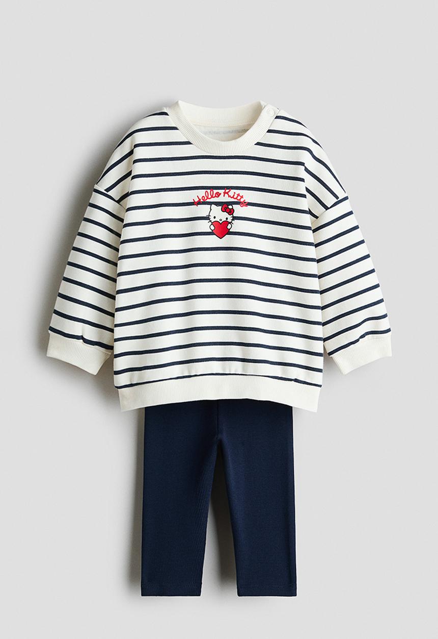 H&M - 2-piece sweatshirt and leggings set - white/hello kitty