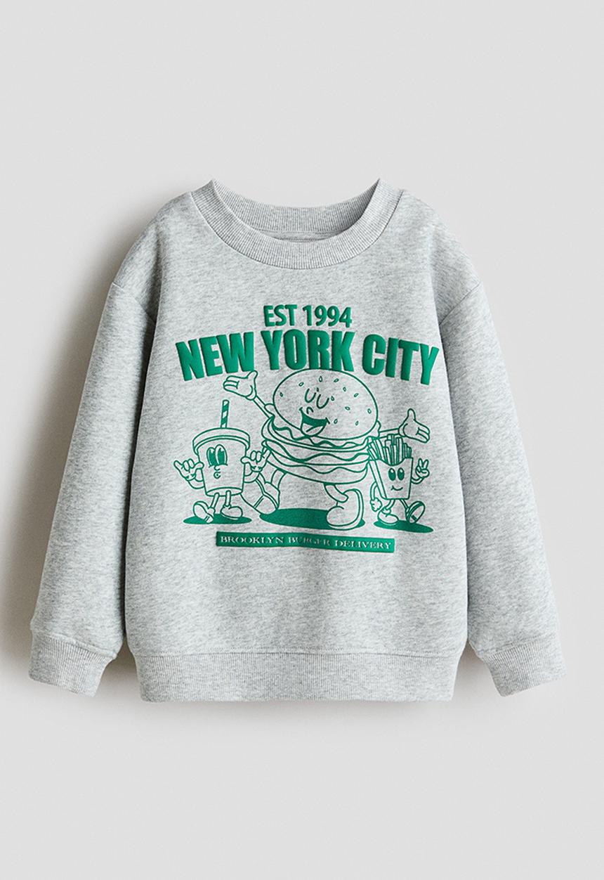 H&M - Printed sweatshirt - light grey marl/new york
