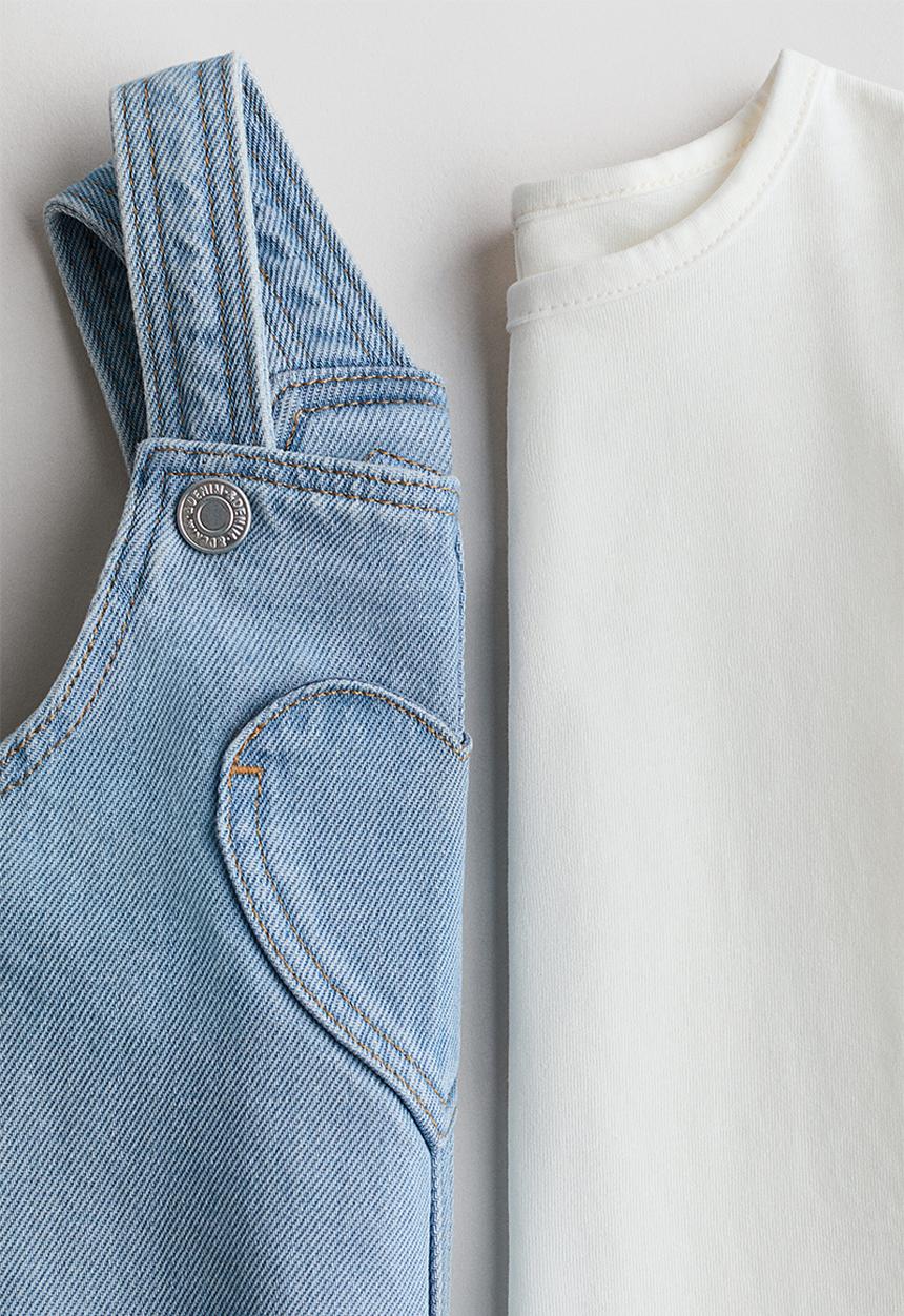 H&M - 2-piece cotton set - light denim blue
