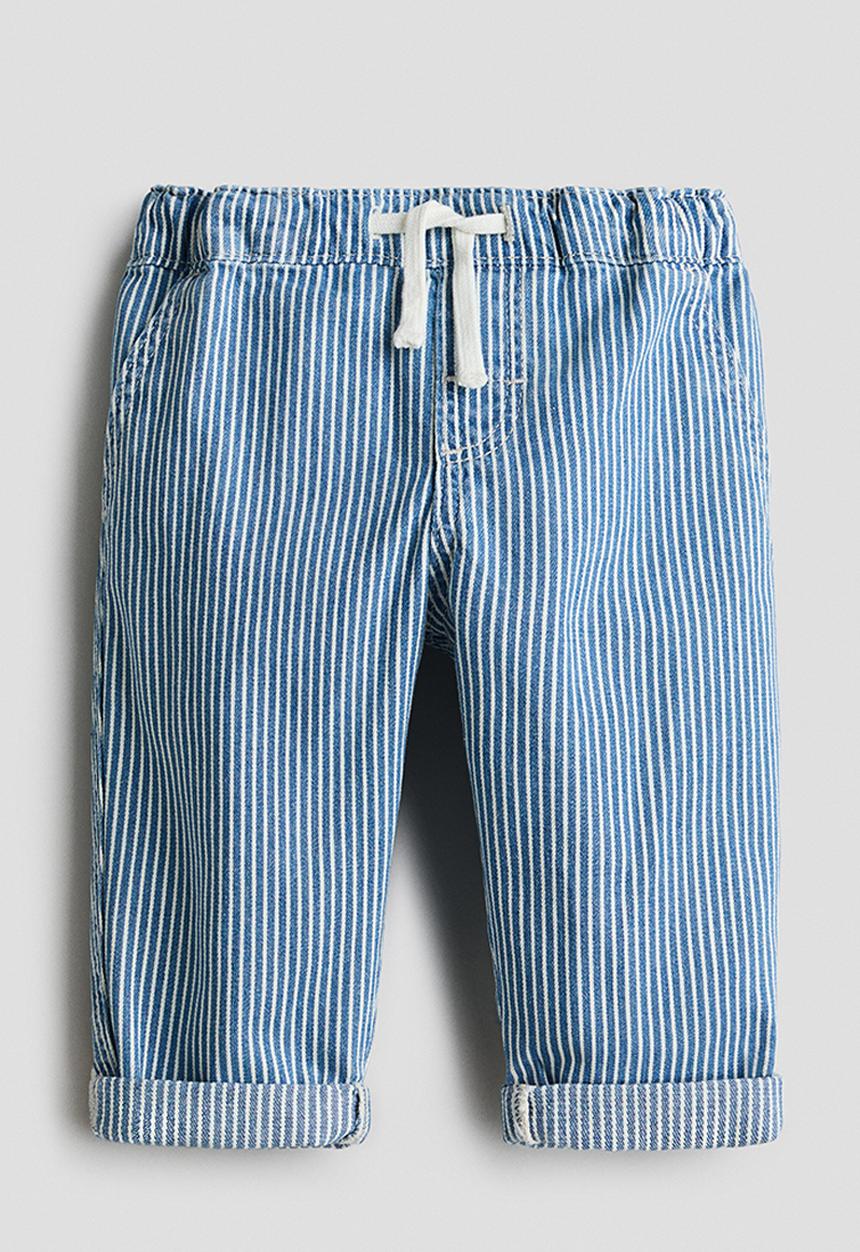 H&M - Cotton twill joggers - blue/white striped