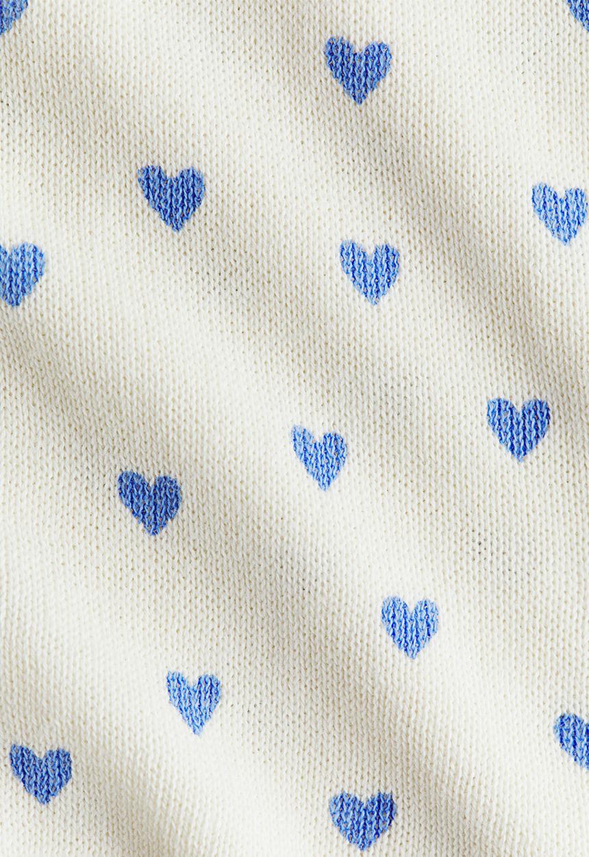H&M - Fine-knit printed cardigan - cream/hearts