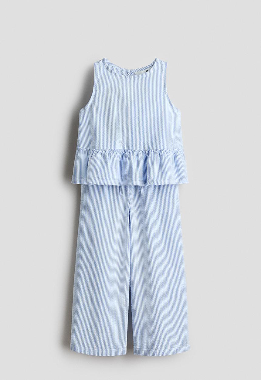 H&M - 2-piece seersucker set - blue/white striped