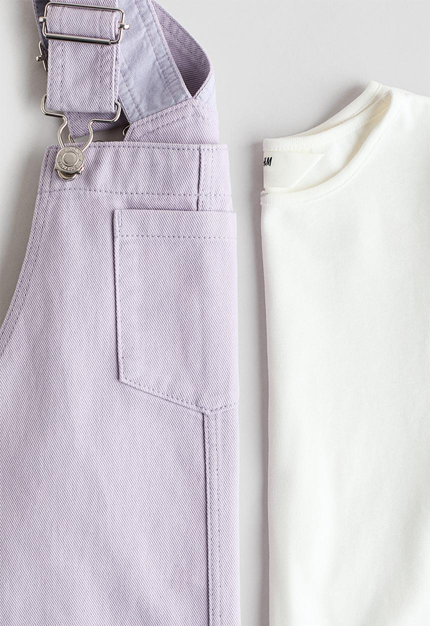 H&M - 2-piece cotton set - light purple/cream