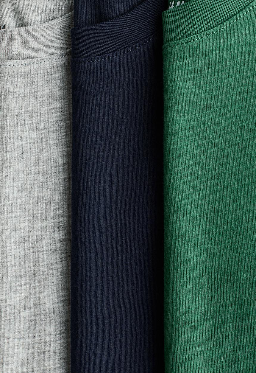 H&M - 3-pack cotton t-shirts - green/navy blue