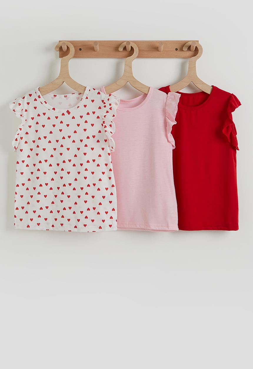 Pop Candy - 3 pack frilled sleeve tees - multi