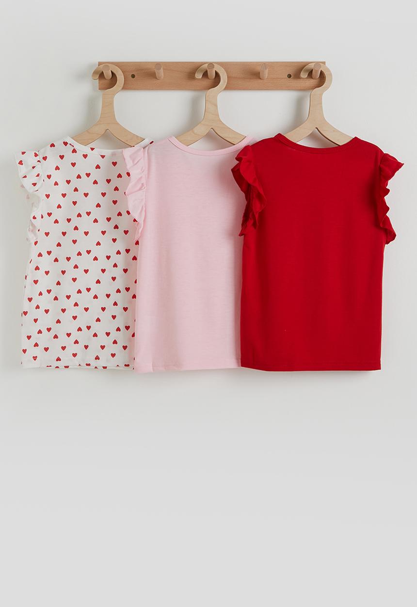 Pop Candy - 3 pack frilled sleeve tees - multi