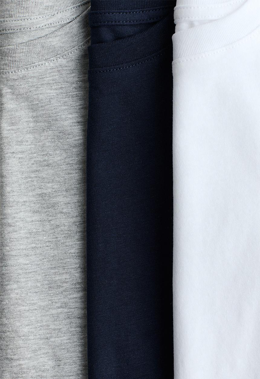 H&M - 3-pack cotton t-shirts - navy blue/white