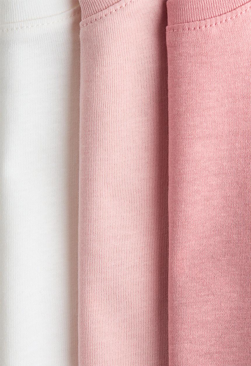 H&M - 3-pack t-shirts - light pink/white