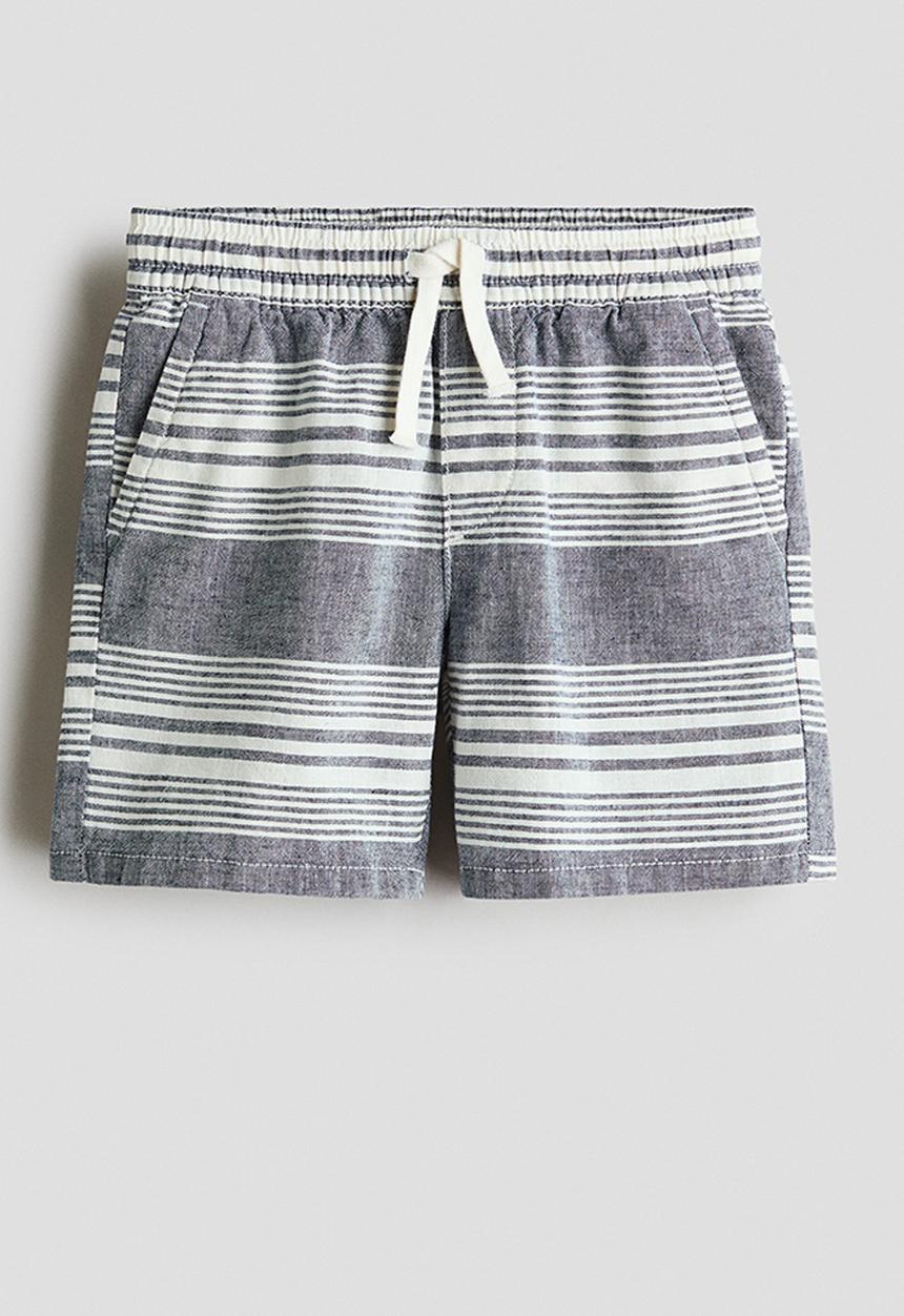 H&M - Linen-blend shorts - dark blue/white striped