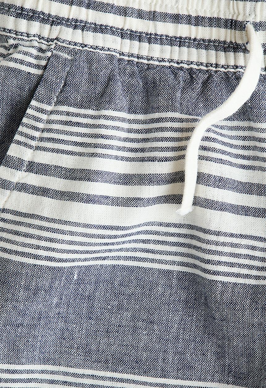 H&M - Linen-blend shorts - dark blue/white striped