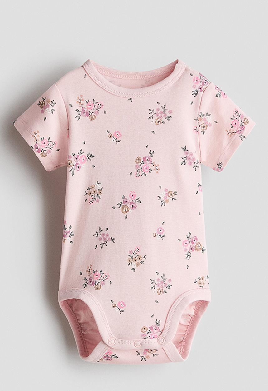 H&M - Printed bodysuit - light pink/floral