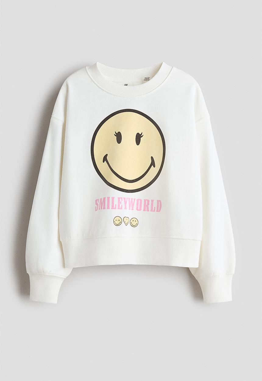 H&M - Oversized printed sweatshirt - white/smileyworld®