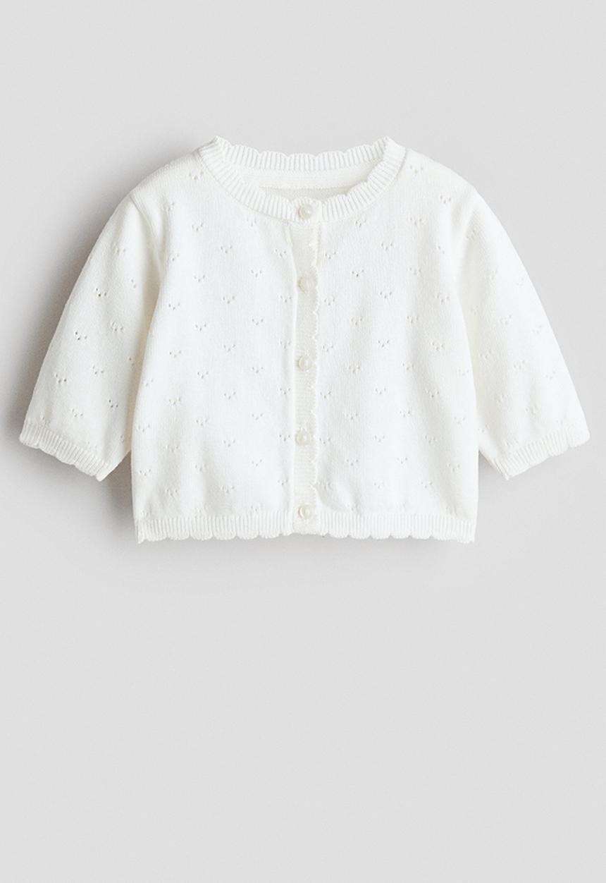 H&M - Cotton pointelle cardigan - white