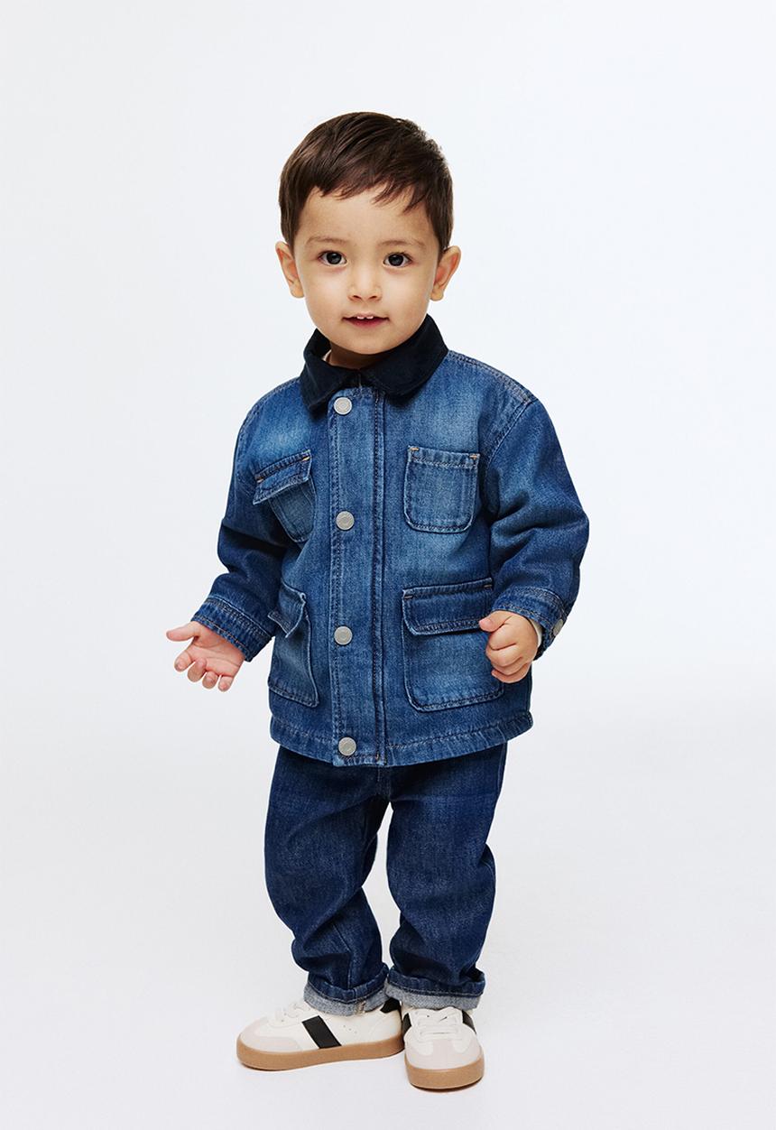 H&M - Corduroy-collar denim jacket - denim blue
