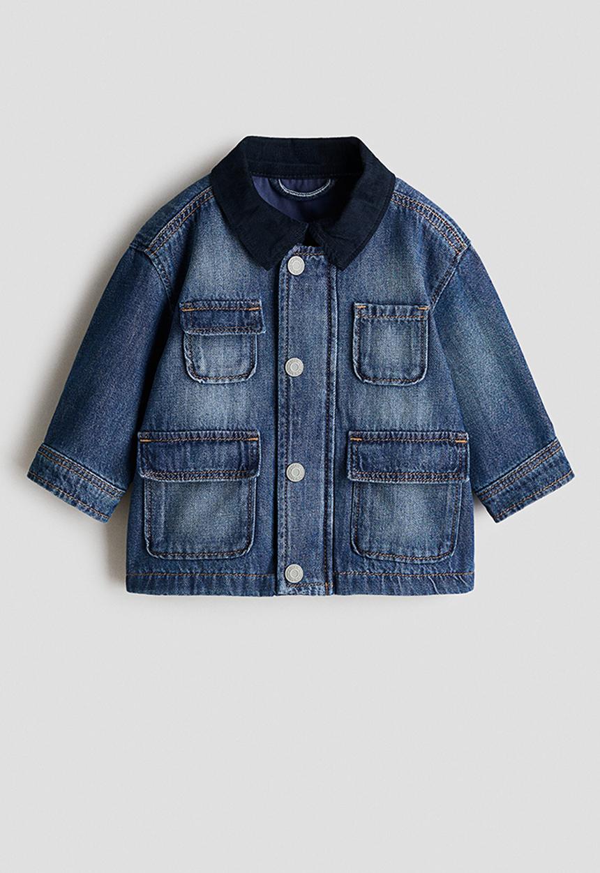 H&M - Corduroy-collar denim jacket - denim blue
