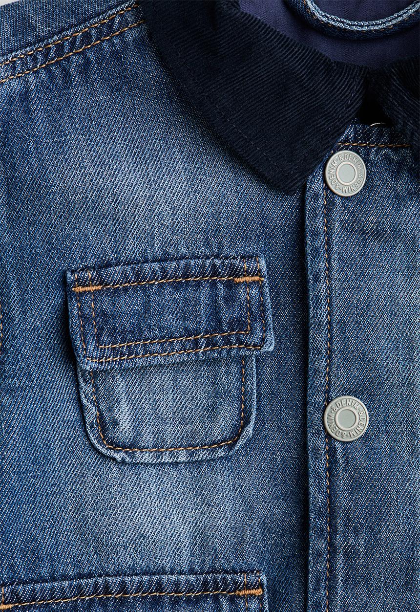 H&M - Corduroy-collar denim jacket - denim blue
