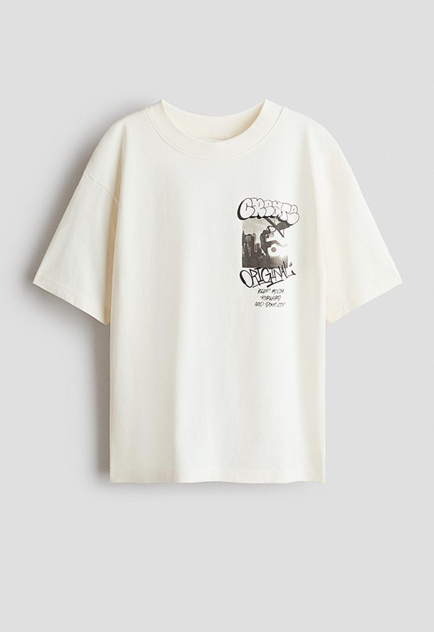 H&M - Print-motif cotton t-shirt - white/original