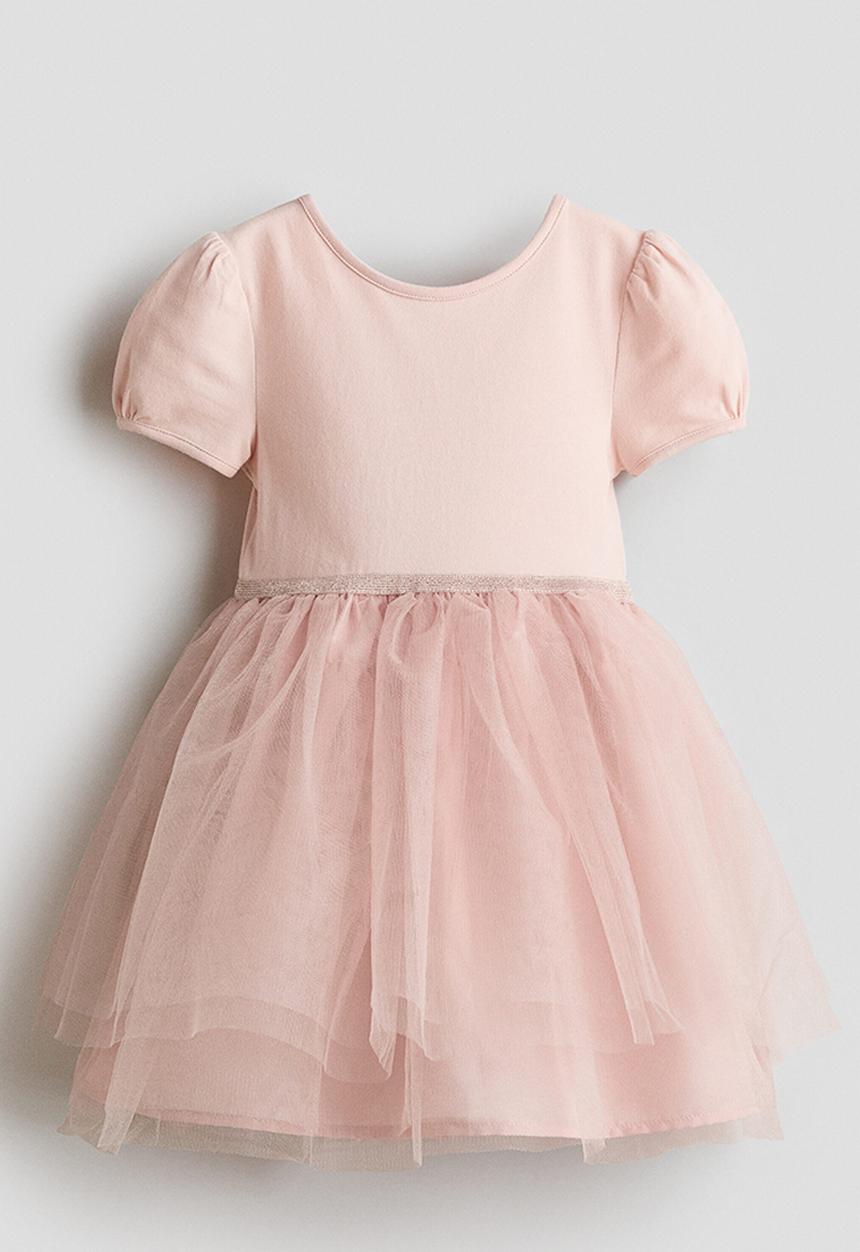 H&M - Tulle-skirt jersey dress - light pink