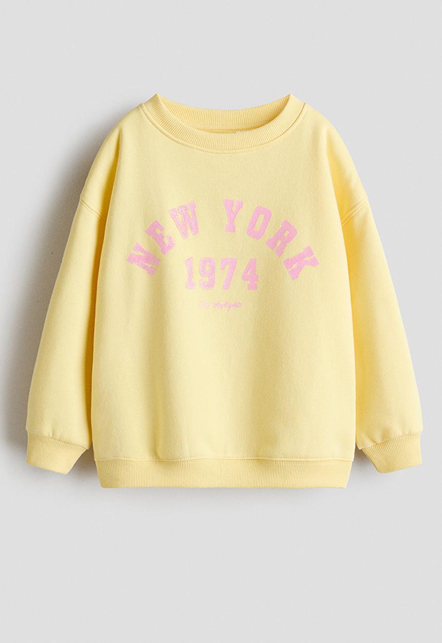H&M - Printed brushed-inside sweatshirt - yellow/new york
