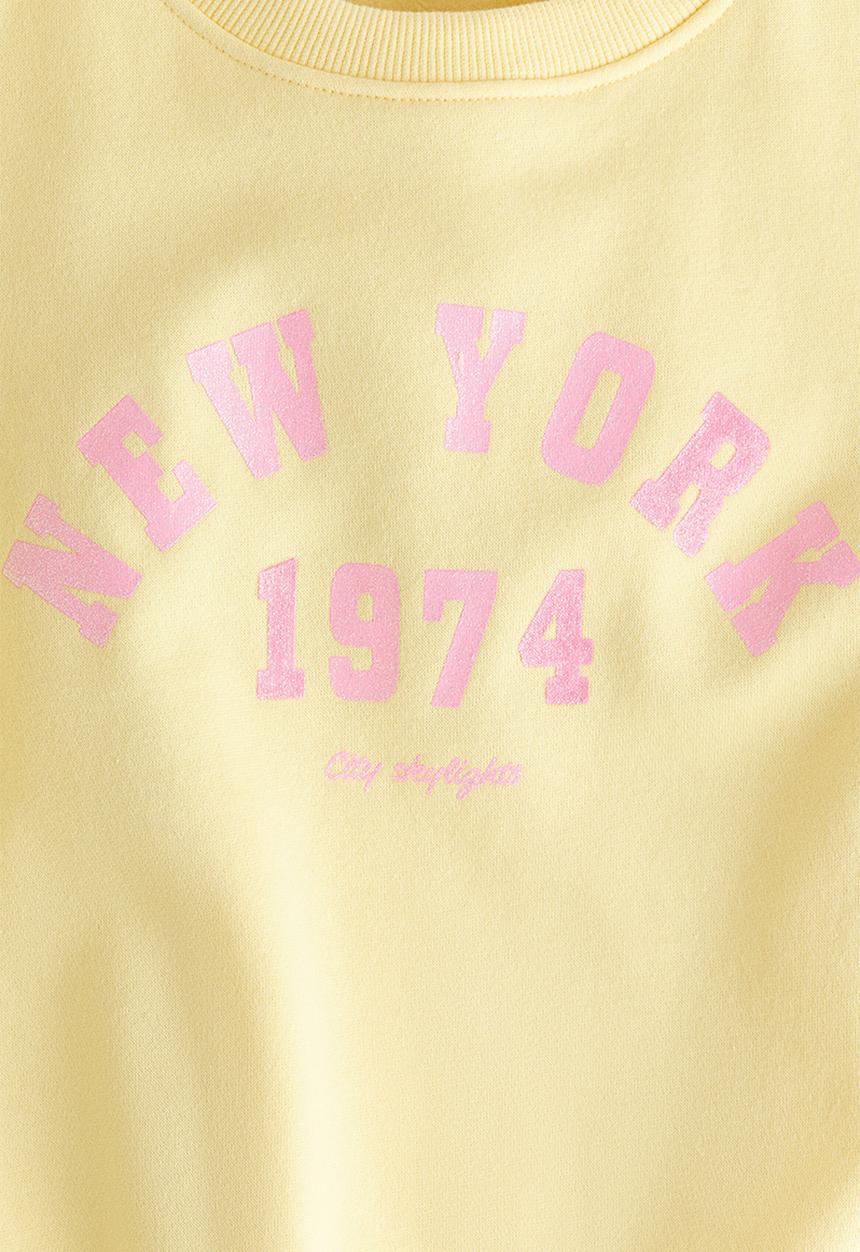 H&M - Printed brushed-inside sweatshirt - yellow/new york