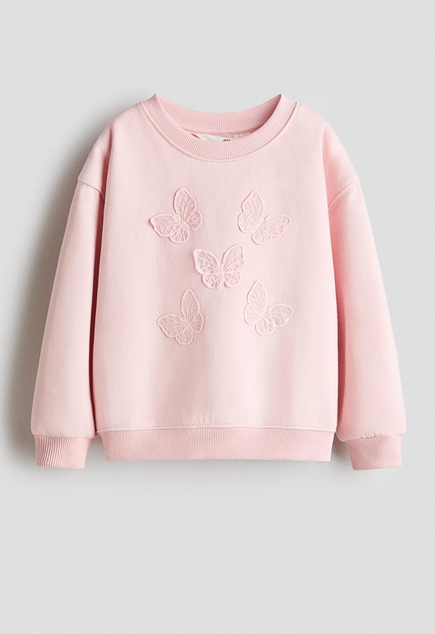 H&M - Motif-detail sweatshirt - light pink/butterflies