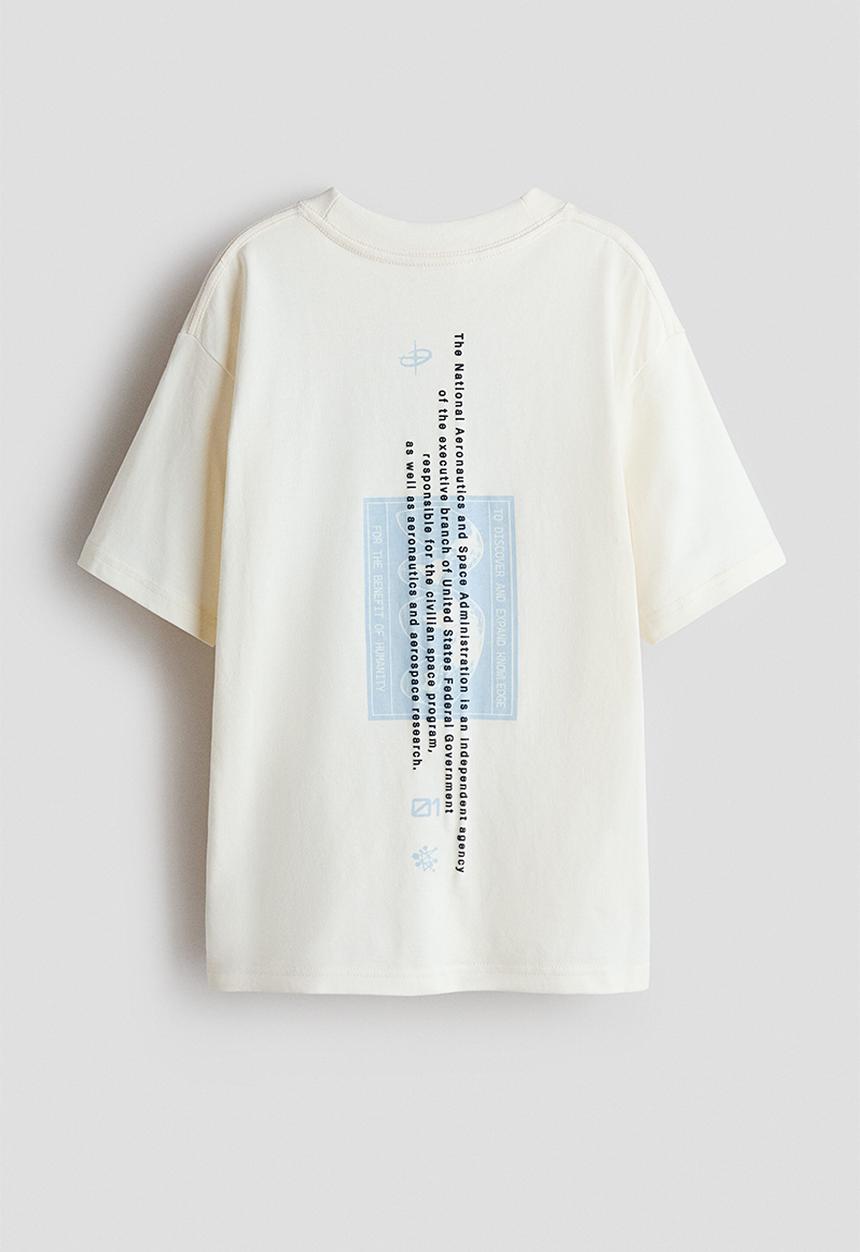 H&M - Loose-fit printed t-shirt - cream/nasa