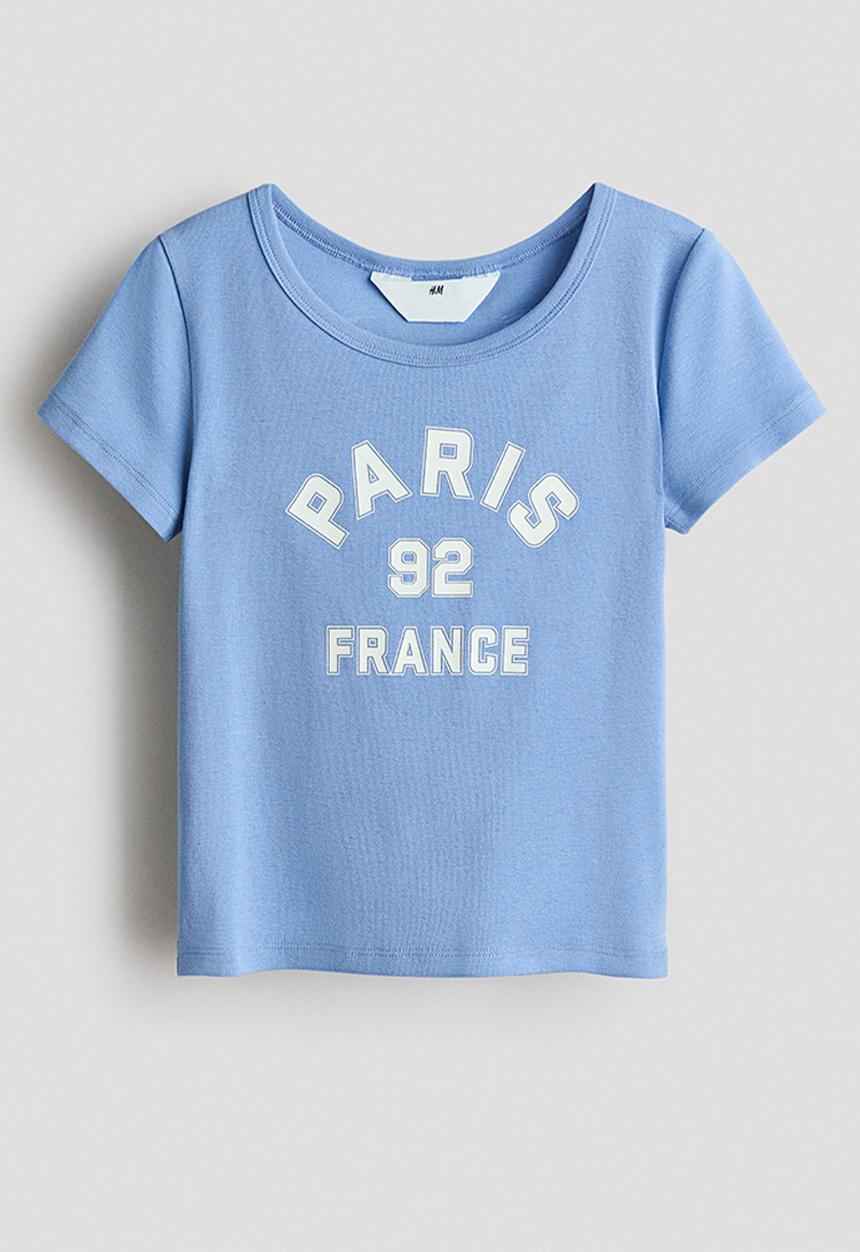 H&M - Printed t-shirt - blue/paris