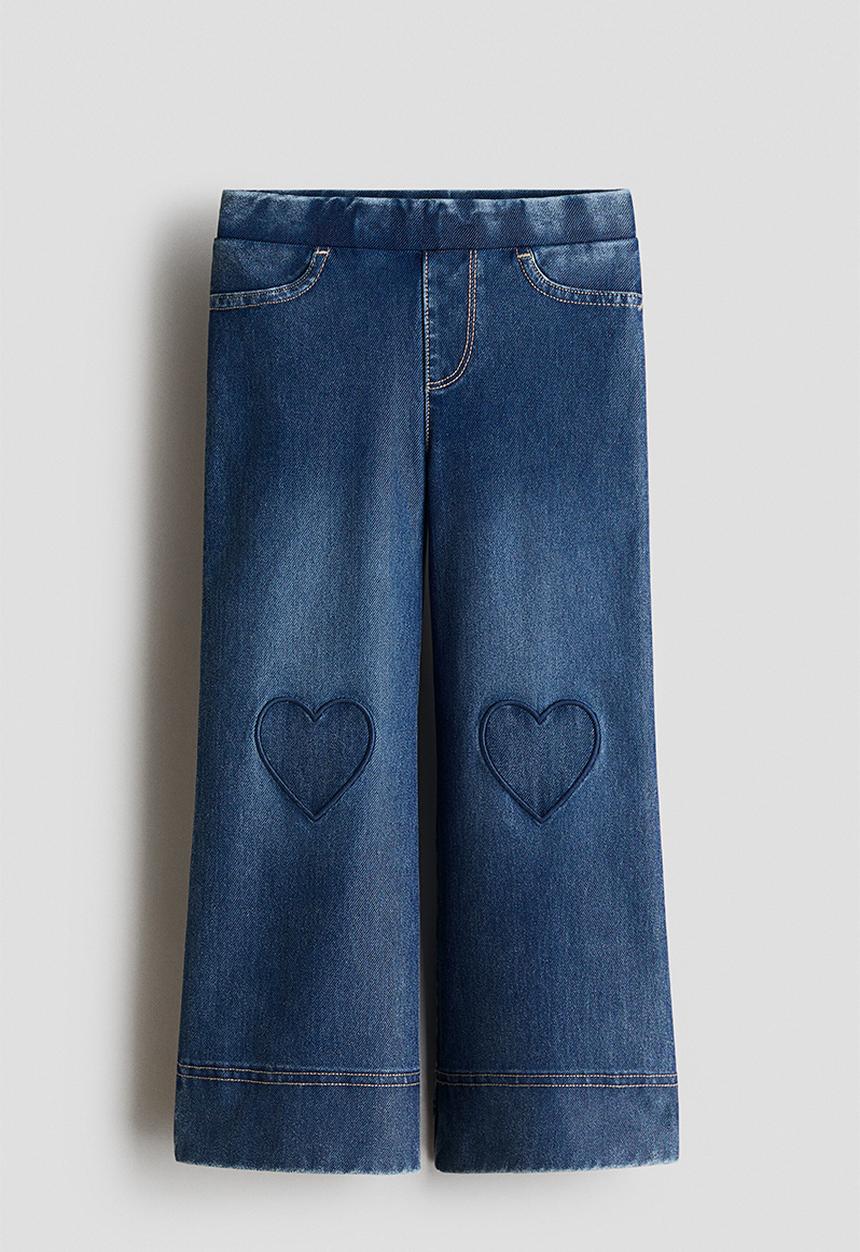 H&M - Denim-look wide-leg jeggings - denim blue