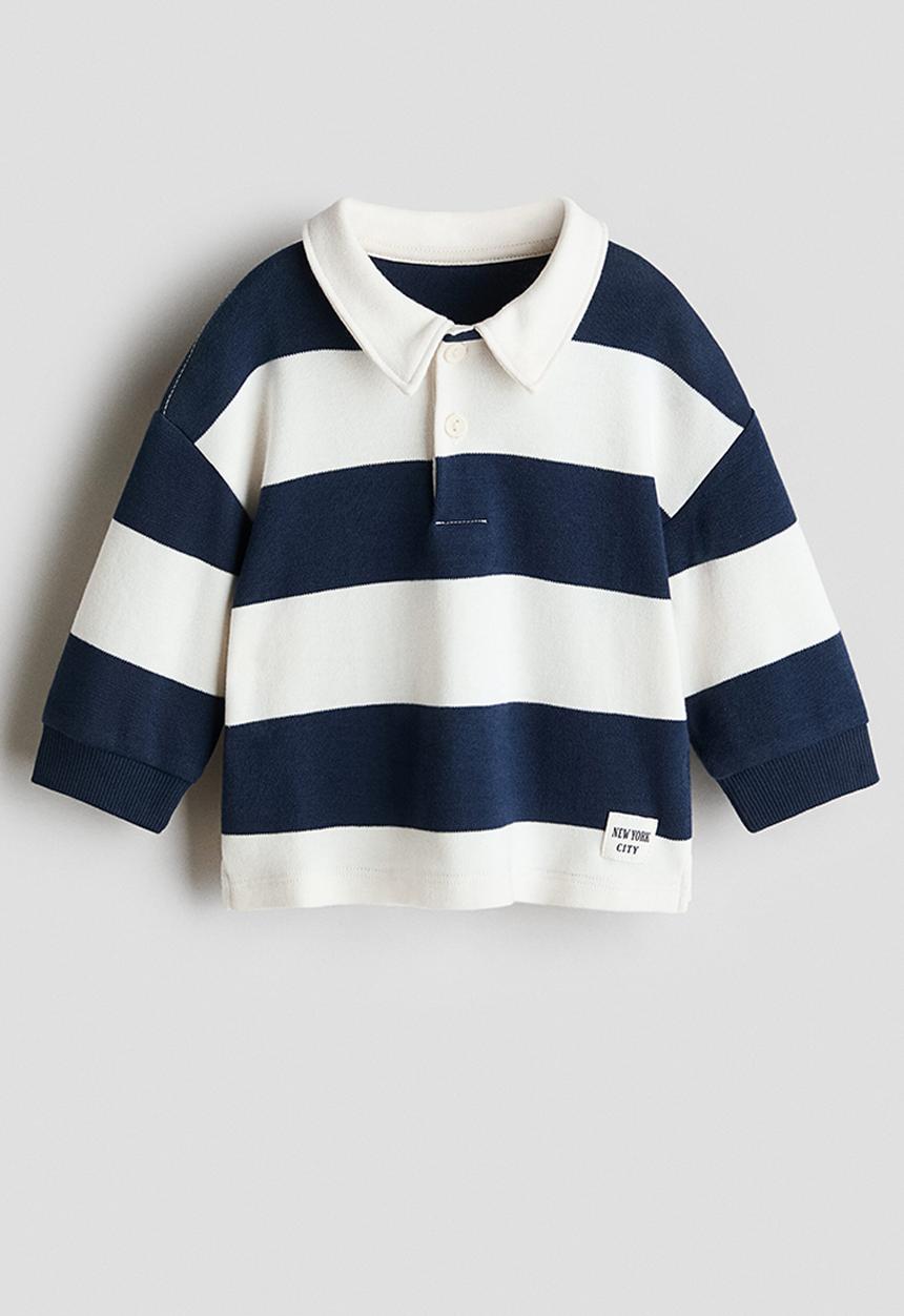 H&M - Cotton rugby shirt - white/navy blue