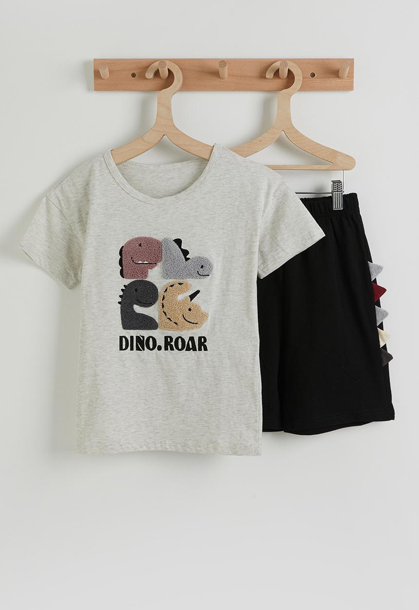 Pop Candy - Dino graphic tee and dino shorts - white/black