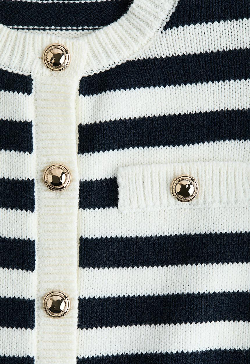 H&M - Short-sleeved cardigan - white/navy blue striped