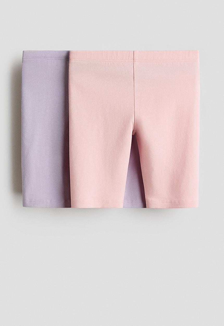 H&M - 2-pack cotton cycling shorts - light pink/light purple