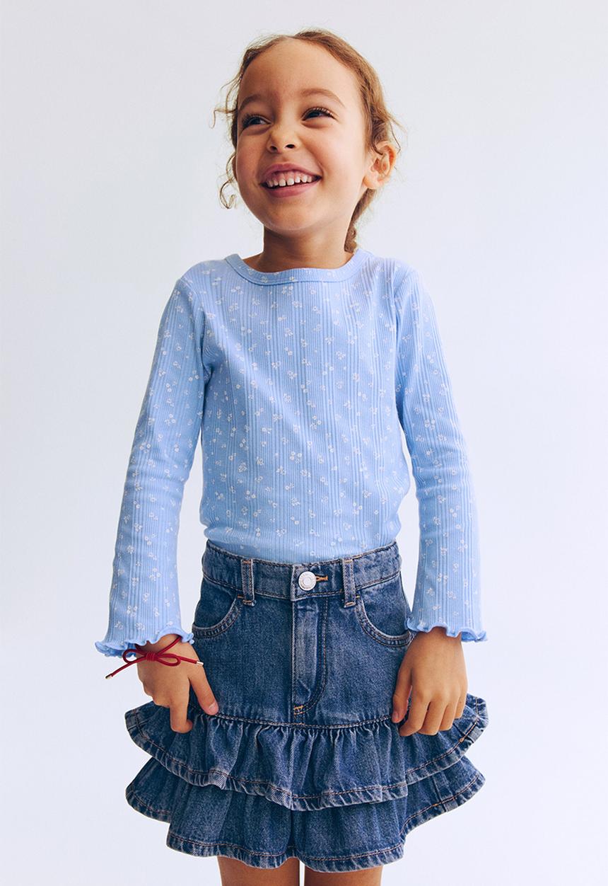 H&M - Ribbed jersey top - blue/floral