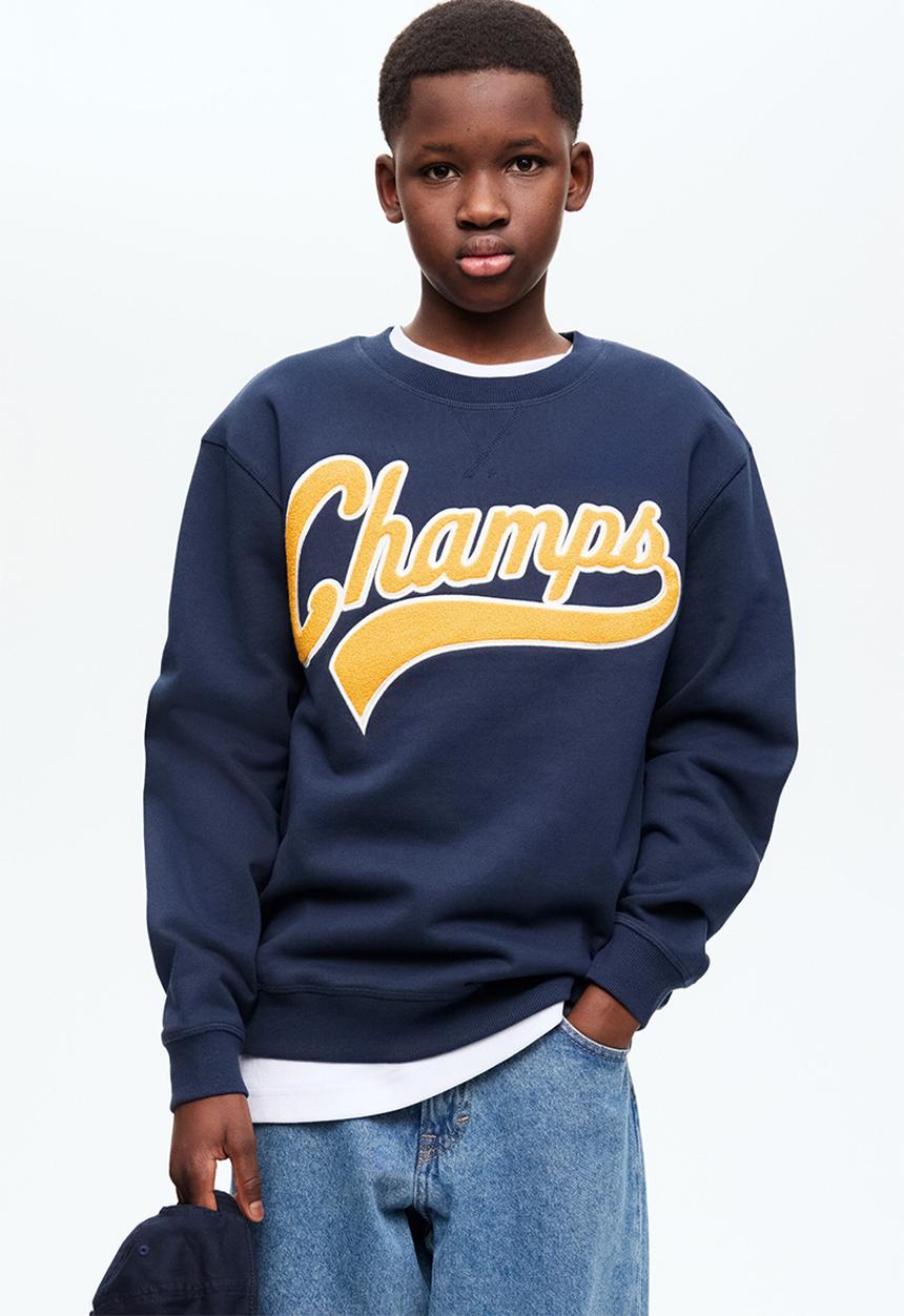 H&M - Motif-detail sweatshirt - navy blue/champs