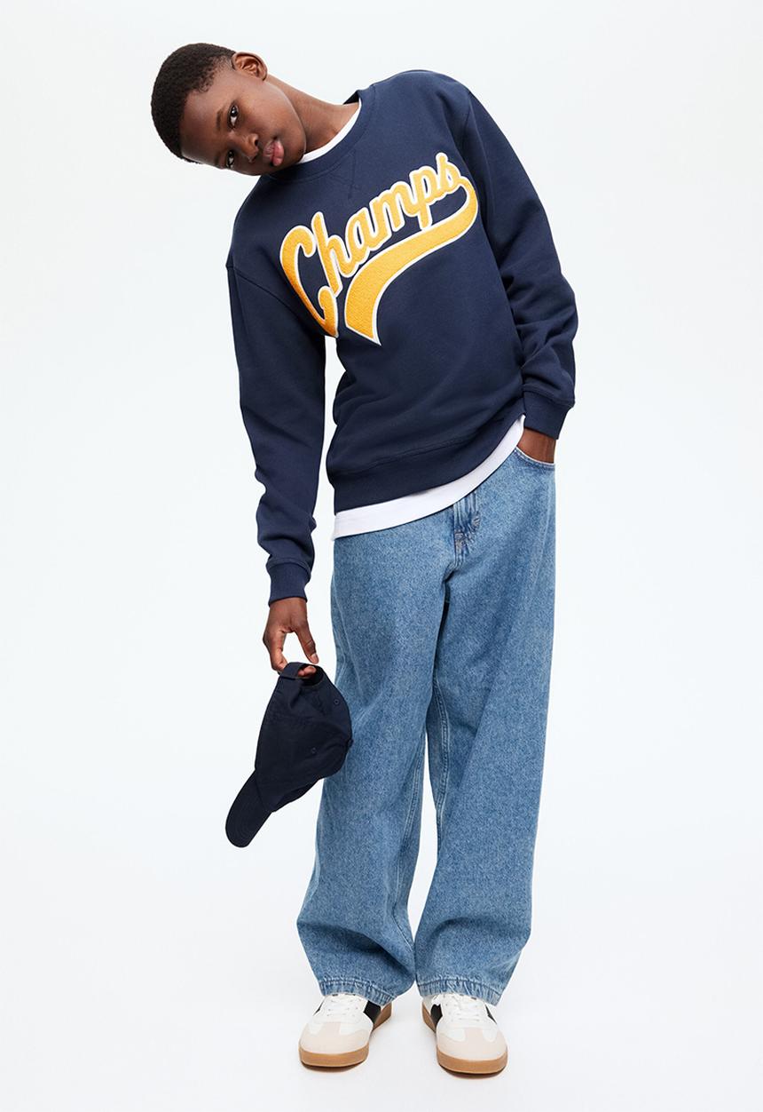 H&M - Motif-detail sweatshirt - navy blue/champs