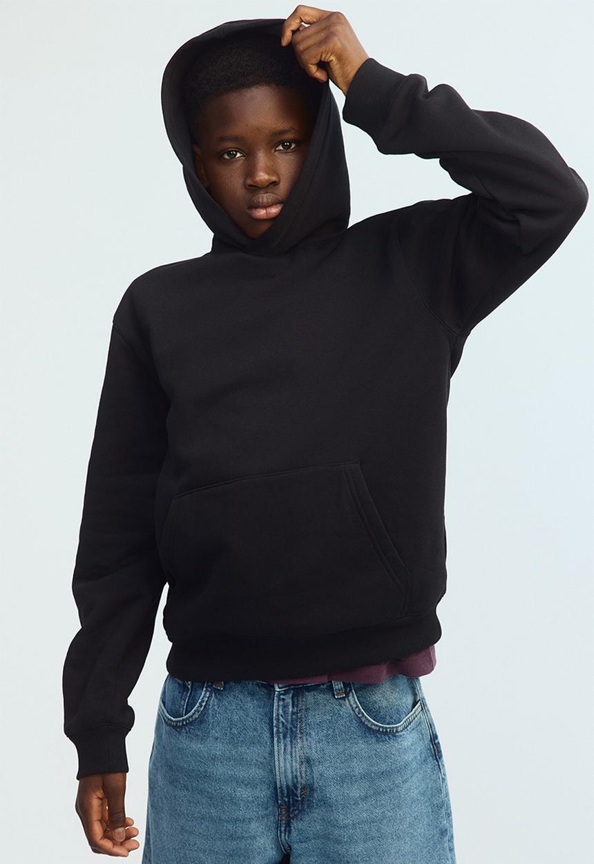 H&M - Brushed-inside hoodie - black