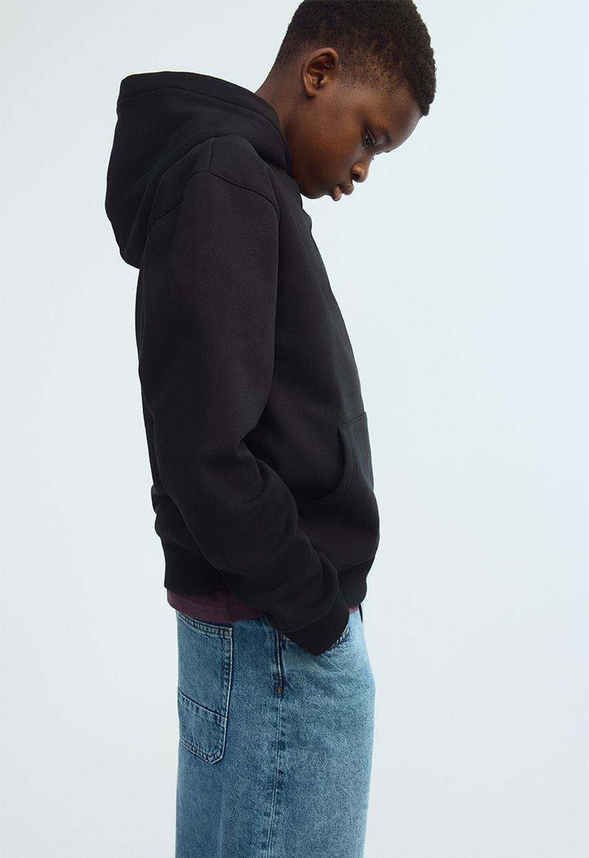 H&M - Brushed-inside hoodie - black