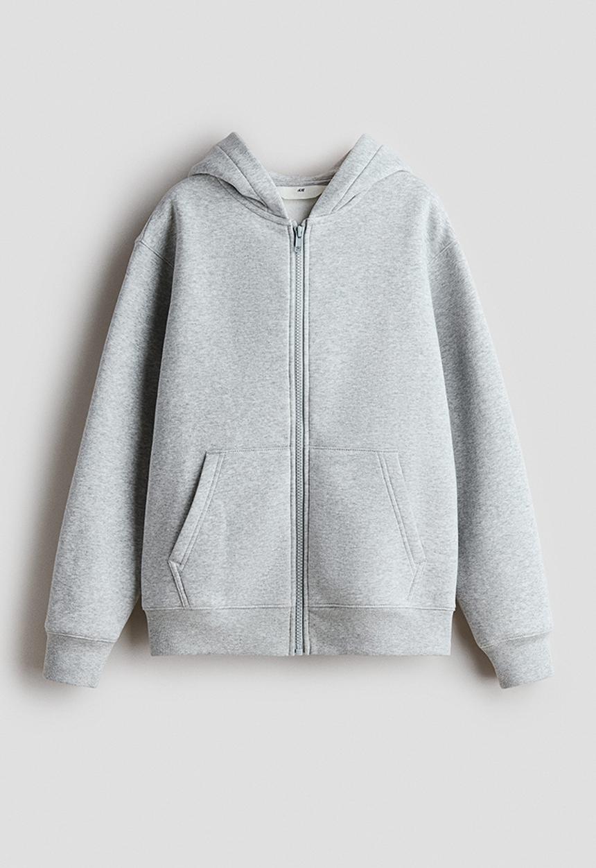 H&M - Brushed-inside zip-through hoodie - light grey