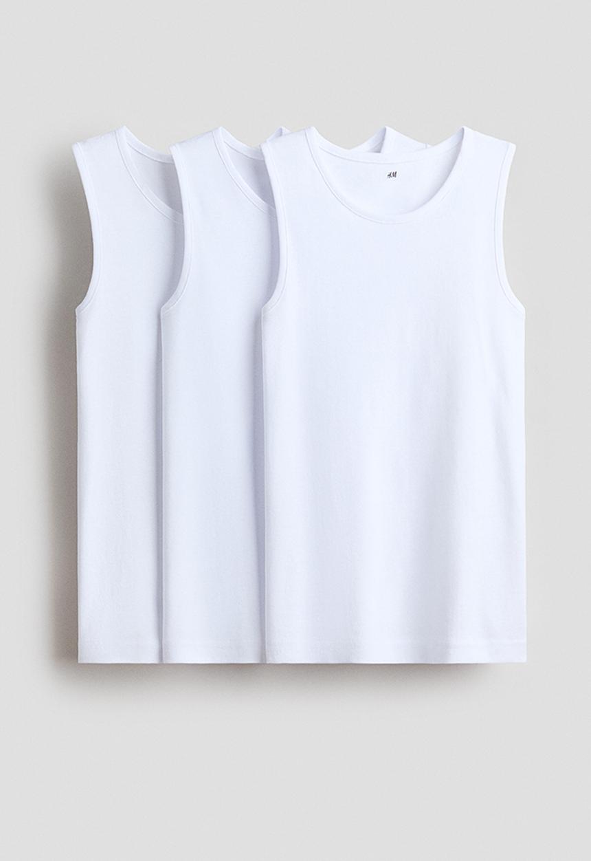 H&M - 3-Pack cotton vest tops - white