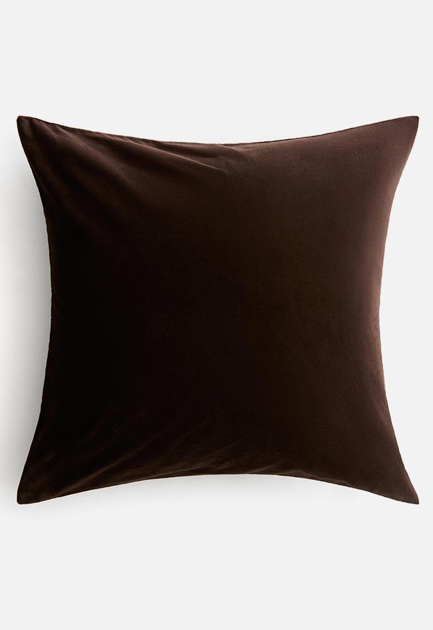H&M - Cotton velvet cushion cover - dark brown