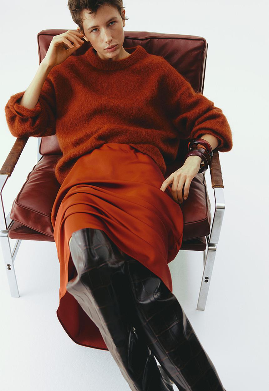 H&M - Midi skirt - burnt orange