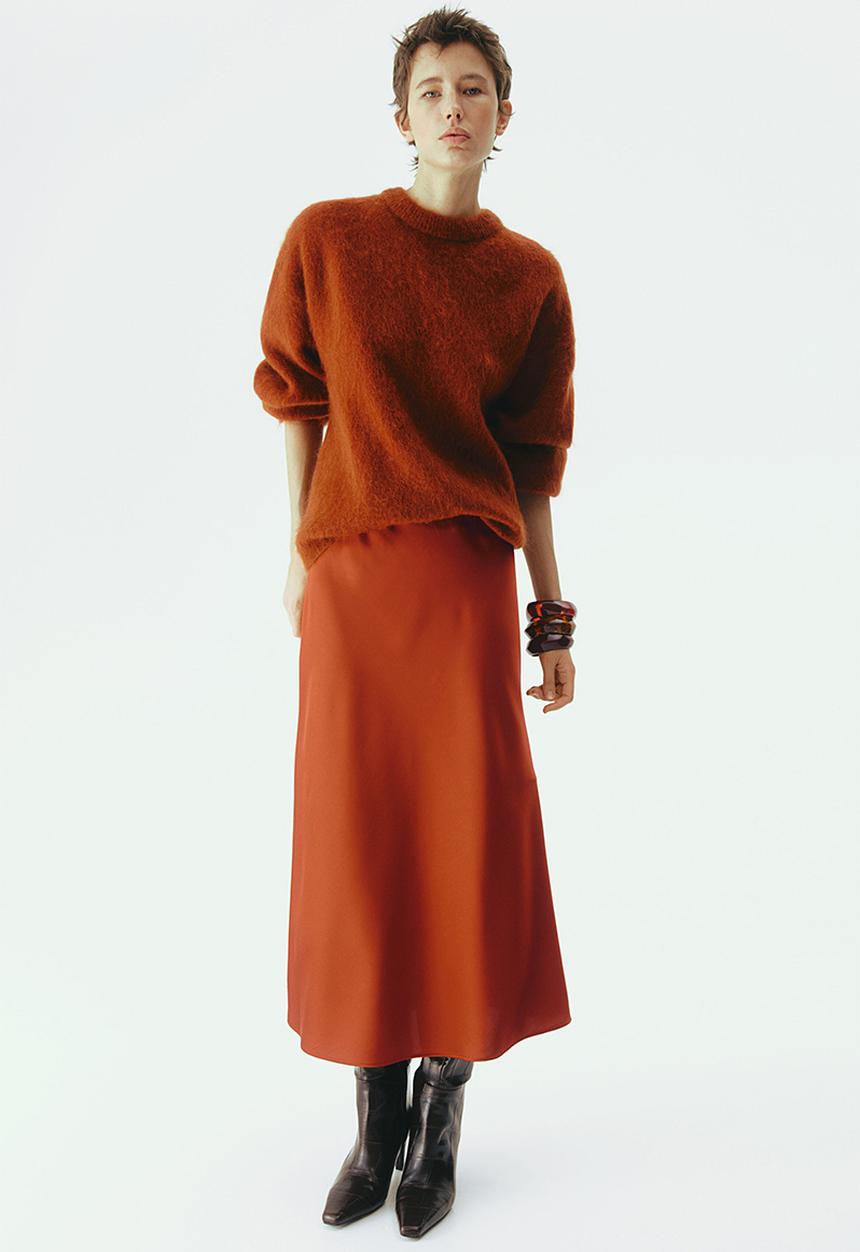 H&M - Midi skirt - burnt orange