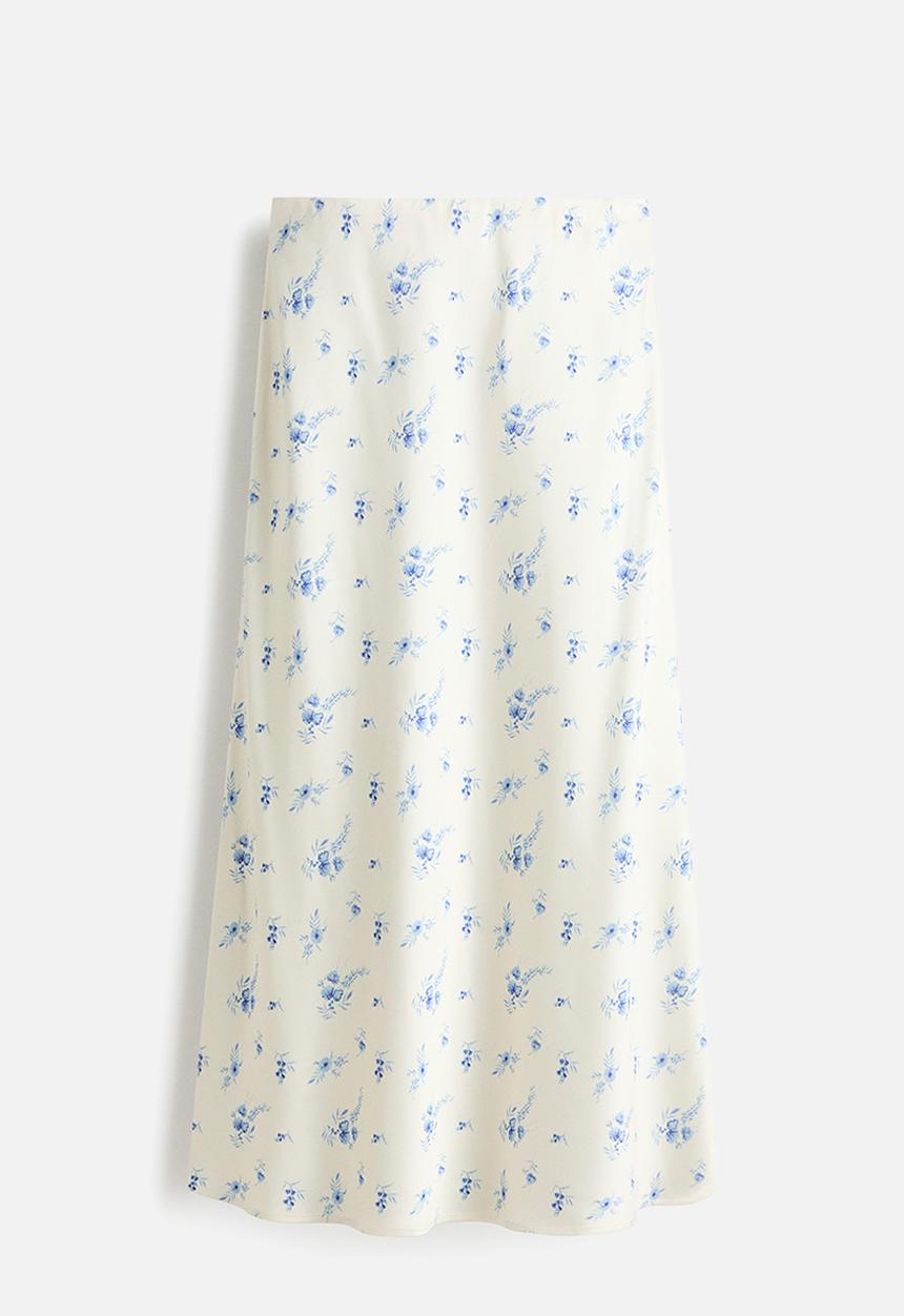 H&M - Midi skirt - white/floral