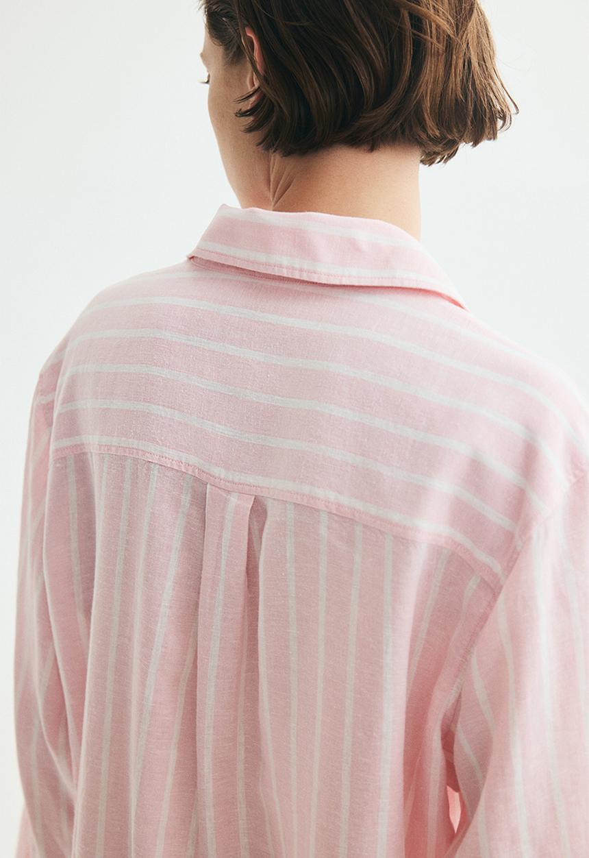 H&M - Linen-blend shirt - light pink/striped