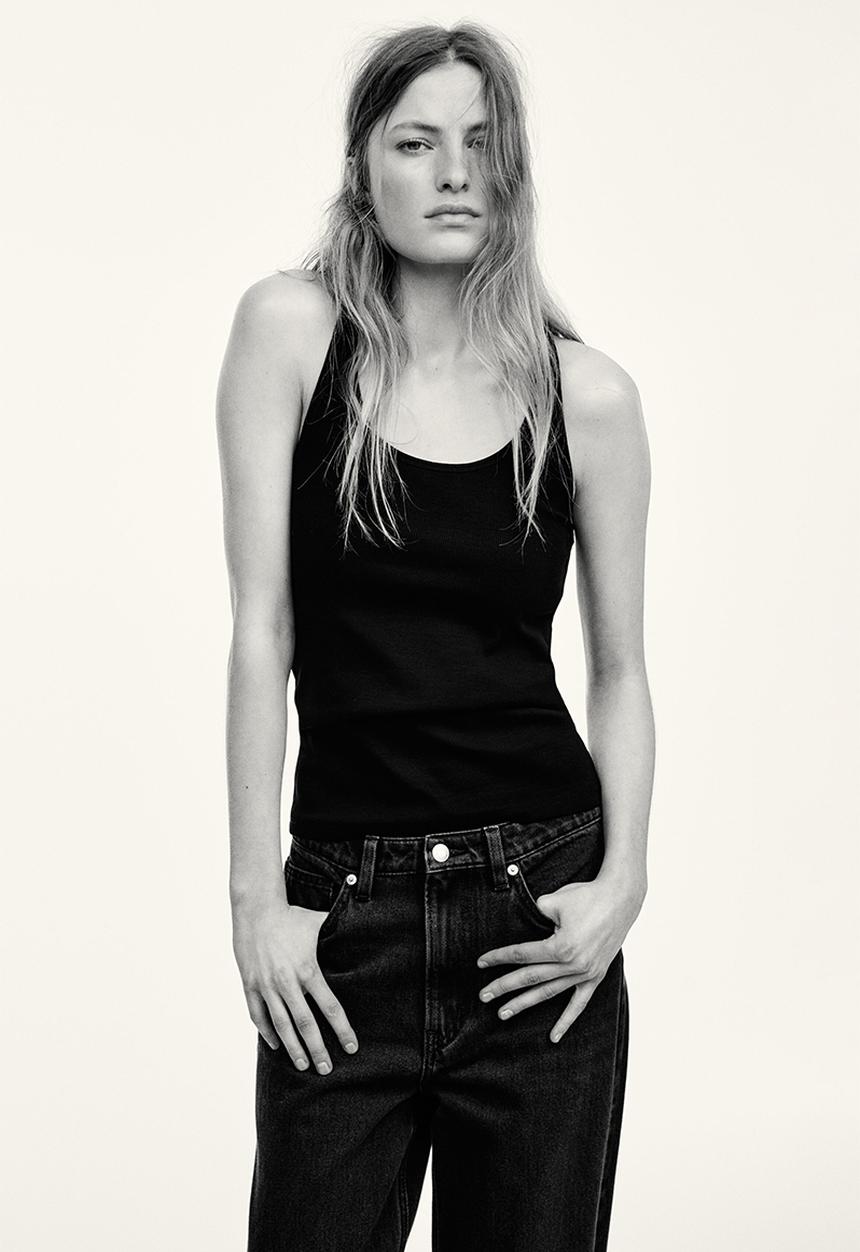 H&M - Wide high waist jeans - washed black